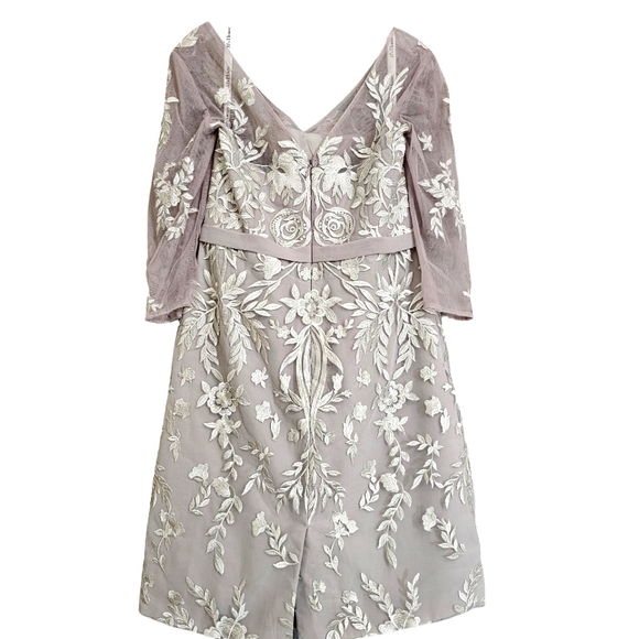 Nwt JJs House Taupe Floral Embroidered Lace Illusion Neckline Mother/Bri… - Picture 10 of 17